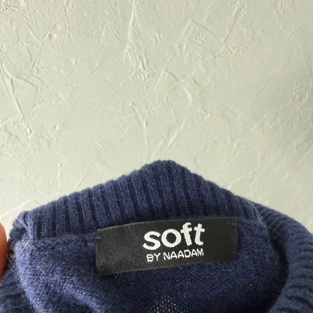 SOFT by NADAAM Women's Sweater S 100% Cashmere L/S Turtleneck Navy OO25 - Picture 4 of 6